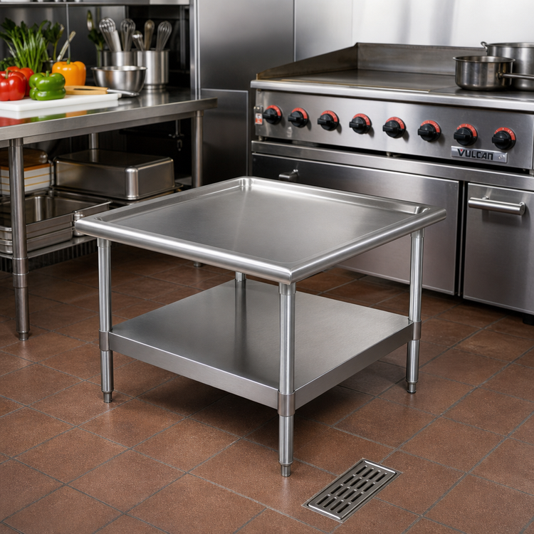 Product image #2 for 24-3/8" x 24-3/8" Stainless Steel Griddle/Equipment Stand with Adjustable Undershelf