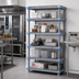 Thumbnail image #2 for Millenia 42-Inch Wide x 18-Inch Deep x 50-Inch High Stationary Polymer Shelving Starter Unit with 5 Solid Shelves, Gray