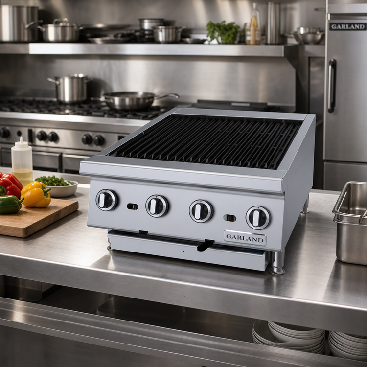 Product image #2 for Garland Heavy-Duty 24-Inch Countertop Gas Radiant Charbroiler with Adjustable Cast Iron Grates