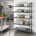 Thumbnail image #2 for Cambro Camshelving® Basics Plus CBA185484VS5580 5-Tier Add-On Polymer Shelving Unit, 18" x 54" x 84", 4 Vented/1 Solid, Brushed Graphite