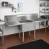 Thumbnail image #2 for BK Resources One-Compartment Double Drainboard Stainless Steel Compartment Sink with 9-Inch Backsplash, 52 x 25-13/16 Inches