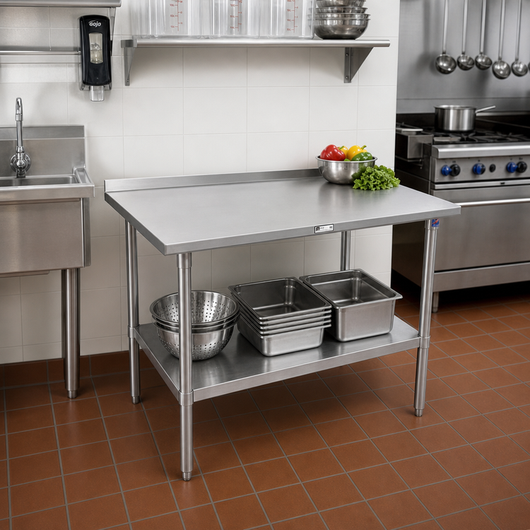 Product image #2 for John Boos Stallion Stainless Steel Corner Work Table with 1-1/2 Inch Rear Up-Turn, 30 x 24 Inches