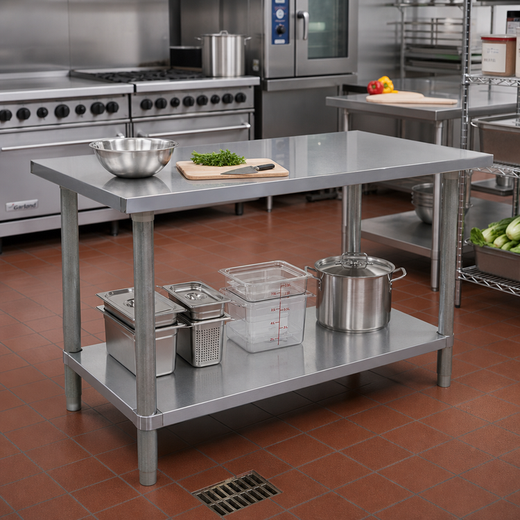Product image #2 for Omcan USA Stainless Steel Work Table with Undershelf, 48 x 30 x 34 Inches