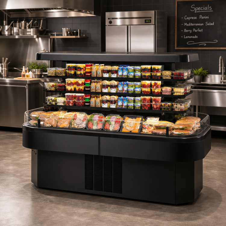 Product image #2 for Elements Island Self-Serve Refrigerated Merchandiser, 60.5 Inch Wide, 3-Tier, Self-Contained