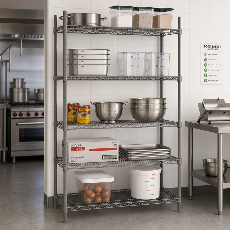 Product image #2 for Eagle Group Valu-Master 5-Tier Wire Shelving Starter Unit, 72W x 18D x 86H, Pewter Gray Epoxy Finish