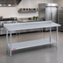 Thumbnail image #2 for Duke 108-Inch x 36-Inch Stainless Steel Work Table with 1-1/8-Inch Straight Riser and Galvanized Undershelf