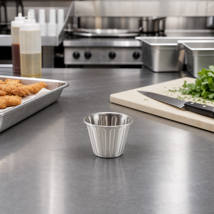 Product image #2 for American Metalcraft 2 oz Fluted Stainless Steel Sauce Cup