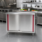 Thumbnail image #2 for Eagle Group Spec-Master CB2448SEM Enclosed Stainless Steel Work Table, 48 x 24 Inches, 14-Gauge 304 Top, Marine Edge, Sliding Doors