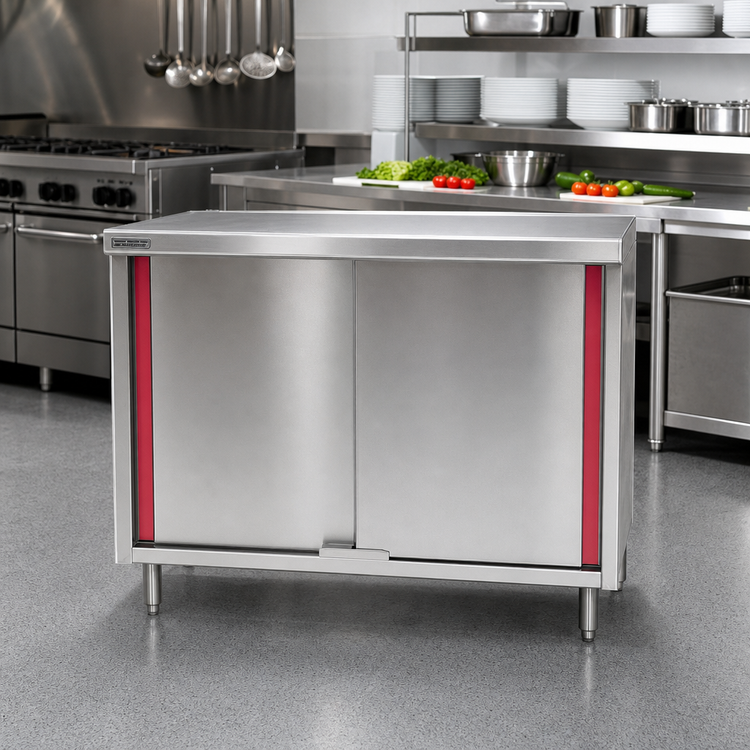 Product image #2 for Eagle Spec-Master Marine Counter Edge Enclosed Work Table with Sliding Doors, 48 x 24 Inches, 304 Stainless Steel Top
