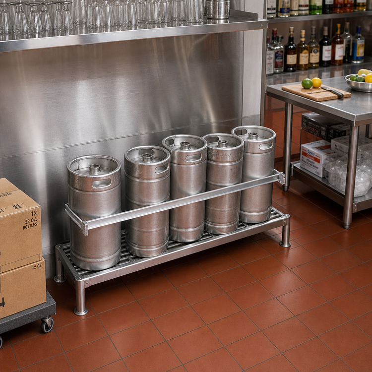 Product image #2 for Advance Tabco 72-Inch Aluminum Rear Keg Rack Strap Accessory