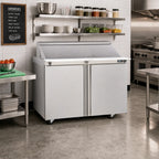 Thumbnail image #2 for Delfield Mega Top 4448NP-18M 48-Inch Two-Door Mega Top Sandwich/Salad Prep Table Refrigerator, 18-Pan, Front-Breathing, Stainless Steel