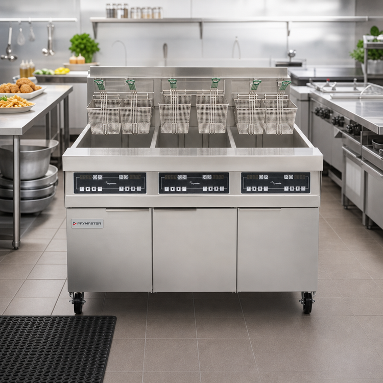 Product image #2 for Frymaster RE High Efficiency 3-Tank Electric Fryer Battery with Built-In Filtration, 80 lb. Per Tank
