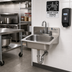 Thumbnail image #2 for Eagle Group Wall-Mounted 304 Stainless Steel Hand Sink with Gooseneck Faucet, 10 x 14 x 5 Bowl