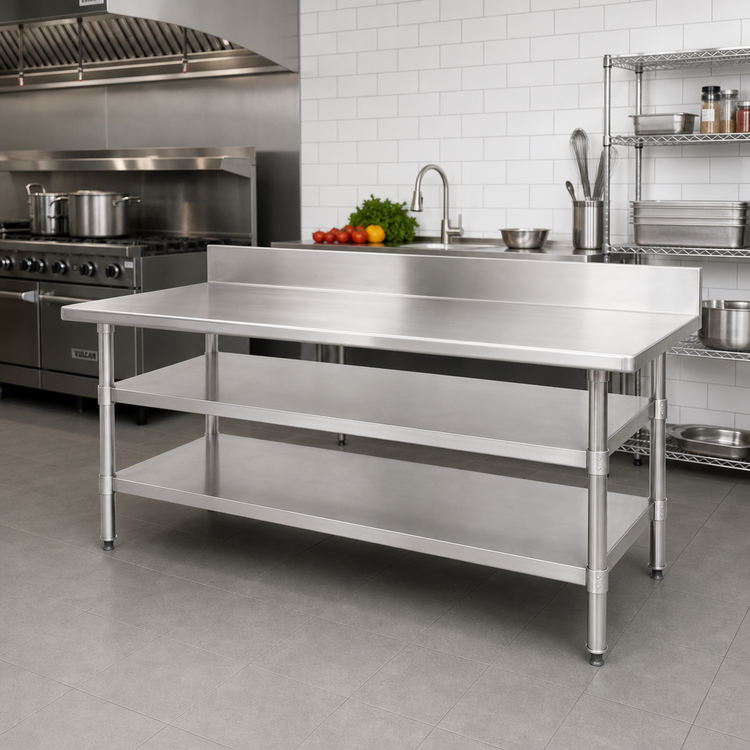 Product image #2 for Eagle Group 120" x 30" Adjustable 18-Gauge 430 Stainless Steel Work Table Undershelf