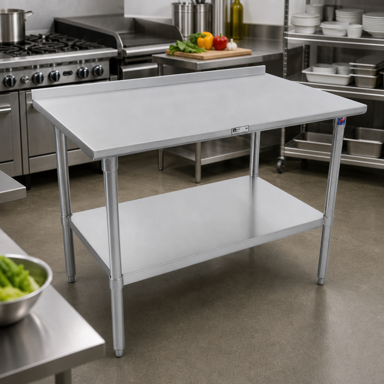 Product image #2 for John Boos Stallion 60-Inch x 24-Inch Stainless Steel Top Work Table with 1-1/2-Inch Rear Upturn and Undershelf
