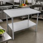 Thumbnail image #2 for John Boos Stallion ST6R1.5-2460SSK 60 x 24-Inch Stainless Steel Work Table, 16-Gauge 300-Series Top, Rear Upturn, Undershelf