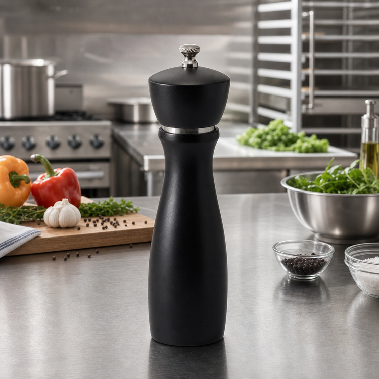 Product image #2 for Winco Maestro Modern 8-Inch Beechwood Peppermill with Carbon Steel Grinder