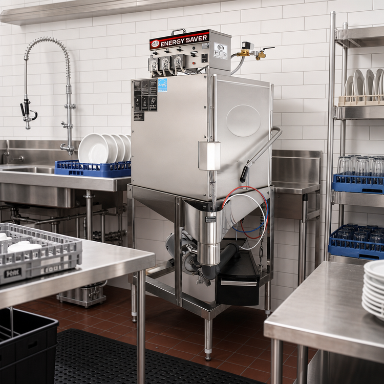 Product image #3 for CMA Dishmachines Energy Mizer Straight-Thru Door-Type Dishwasher, Low-Temp Chemical Sanitizing, 40 Racks/Hour