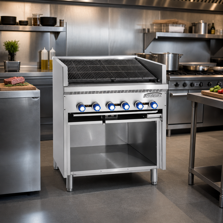 Product image #2 for Steakhouse 30-Inch Floor Model Gas Charbroiler with Open Cabinet Base and 5 Burners