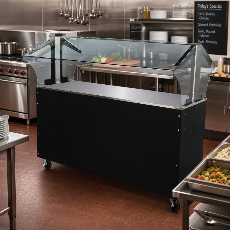 Product image #2 for Advance Tabco Triumph (Supreme) Portable Solid Top Buffet Table, 4-Pan, 62-7/16 Inch, Enclosed Black Vinyl-Clad Base
