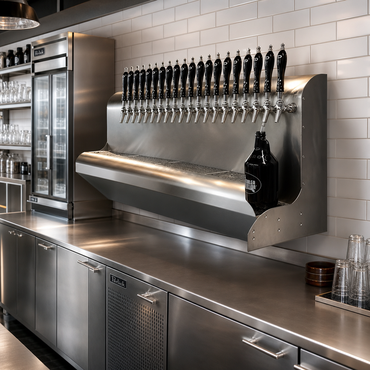 Product image #2 for Perlick 3076-15 Modular Wall-Mount Air-Cooled Draft Beer Dispensing Tower, 15 Faucets