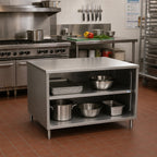 Thumbnail image #2 for BK Resources CST-3030 Stainless Steel Chef Table with Open Front Cabinet Base, 30 x 30 x 34-3/4 Inches, 14-Gauge 304 Flat Top