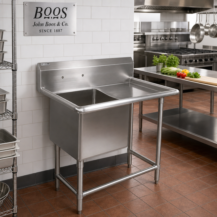 Product image #2 for John Boos Pro-Bowl 1-Compartment Stainless Steel Sink with Right Drainboard