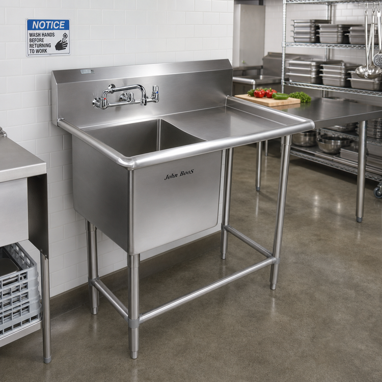 Product image #2 for John Boos Pro-Bowl 1-Compartment Stainless Steel Sink with Right Drainboard