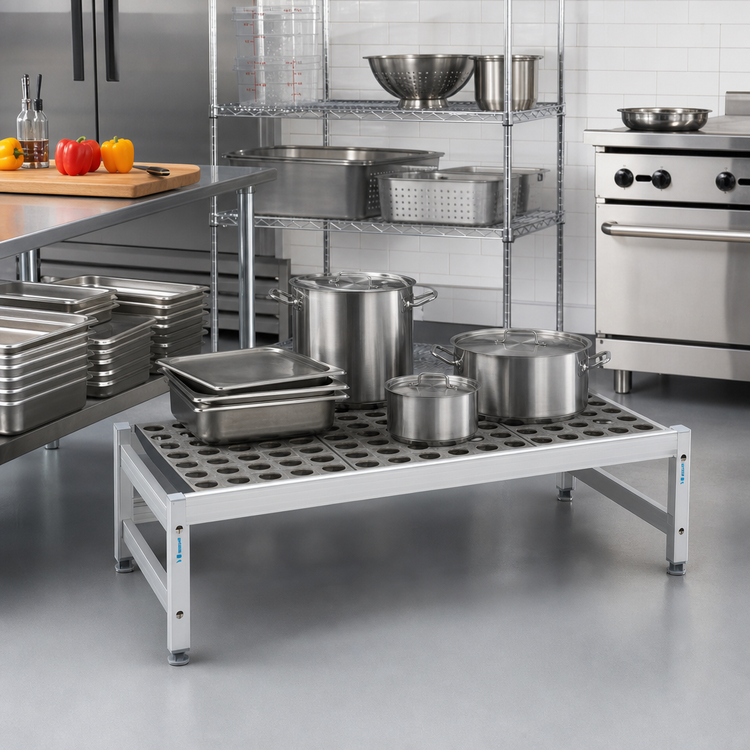 Product image #2 for Fermostock 38" W x 22" D x 12" H Deep Anodized Aluminum Dunnage Rack