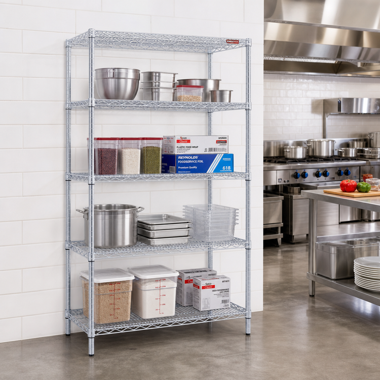 Product image #2 for EAGLEbrite 4-Tier Stationary Starter Wire Shelving Unit, 42W x 21D x 74H, Zinc Finish