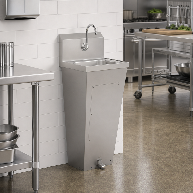 Product image #2 for John Boos Pro-Bowl Floor-Mount Hand Sink with Tapered Pedestal, 14 x 10 x 5-Inch Bowl, 9-3/4-Inch Backsplash