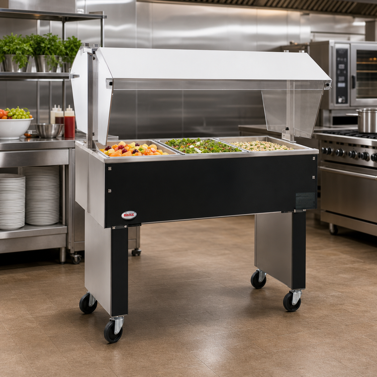 Product image #2 for Eagle Group Service Mate Portable 3-Pan Ice-Cooled Buffet Cold Pan Unit, 48-Inch Wide, Open Base