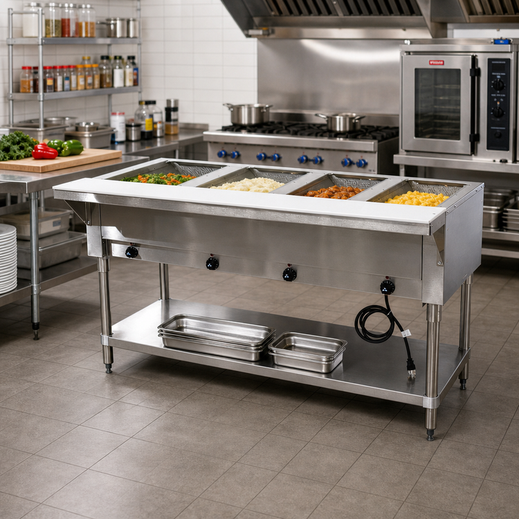 Product image #2 for Advance Tabco Triumph (Supreme) 4-Well Electric Hot Food Table with Undershelf and Cutting Board, 120V