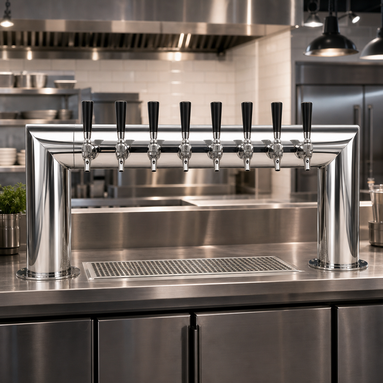 Product image #2 for Pass-Thru Countertop Air-Cooled Draft Beer Tower with 8 Faucets, Polished Stainless Steel