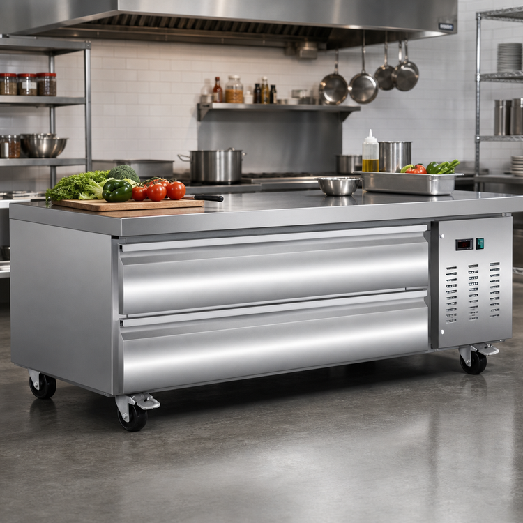Product image #2 for Maxx Cold X-Series 62-Inch 2-Drawer Refrigerated Chef Base, 8.8 Cu. Ft.