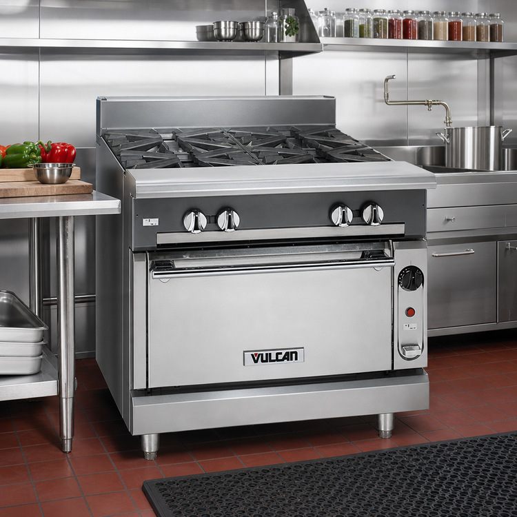 Product image #2 for Vulcan V Series 36-Inch Heavy Duty Modular Gas Range, 6 Open Burners, Stainless Steel, 210,000 BTU