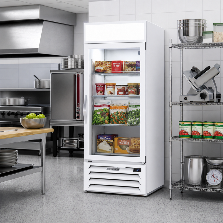 Product image #2 for Beverage-Air MarketMax IQ 1-Section Reach-In Glass Door Freezer Merchandiser, White, 23.32 Cu. Ft.