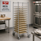 Thumbnail image #2 for Metro C5 RE3S Front-Loading Mobile Drying Rack, 20-Tray Capacity, 304 Stainless Steel, 3-Inch Wire Spacing