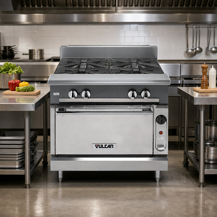 Product image #2 for Vulcan V Series Heavy Duty 36-Inch Gas Range with 6 Open Burners and Convection Oven