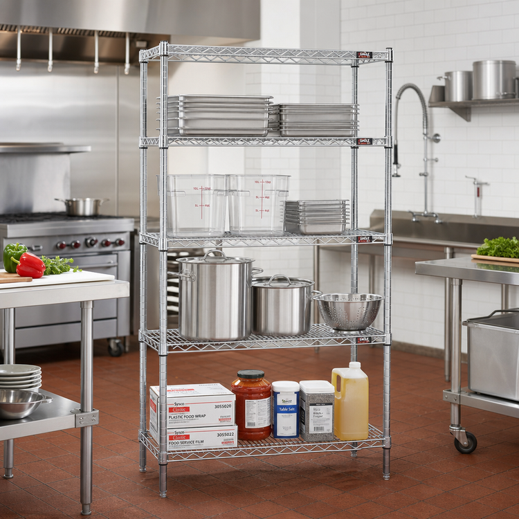 Product image #2 for Eagle Group 4-Tier Stationary Wire Shelving Starter Unit, 36 x 18 x 74 Inches, Chrome-Plated