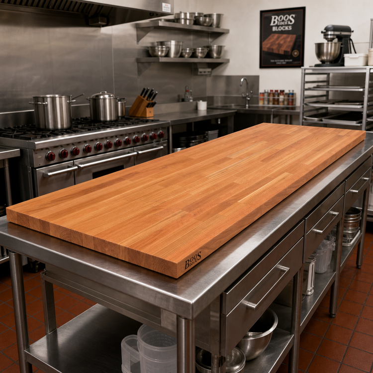 Product image #2 for John Boos Boos Block American Cherry Blended Edge Grain Kitchen Countertop with Varnique Finish, 120 x 25 x 1-1/2 Inch