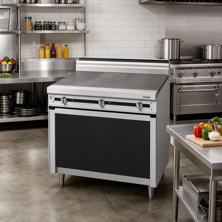 Product image #2 for Titan JTRH-4HT 48" 4-Section Cabinet Base Gas Hot Top Range