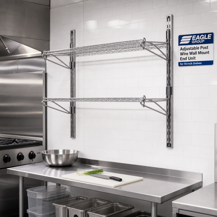 Product image #2 for Eagle Group Adjustable Post Wire Wall Mount End Unit for 18-Inch Shelves