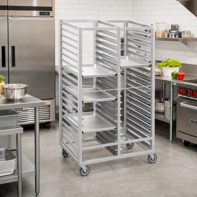 Product image #2 for Channel Manufacturing 70-In. Double-Section Aluminum Cafeteria Tray Rack for 15 x 20 Trays