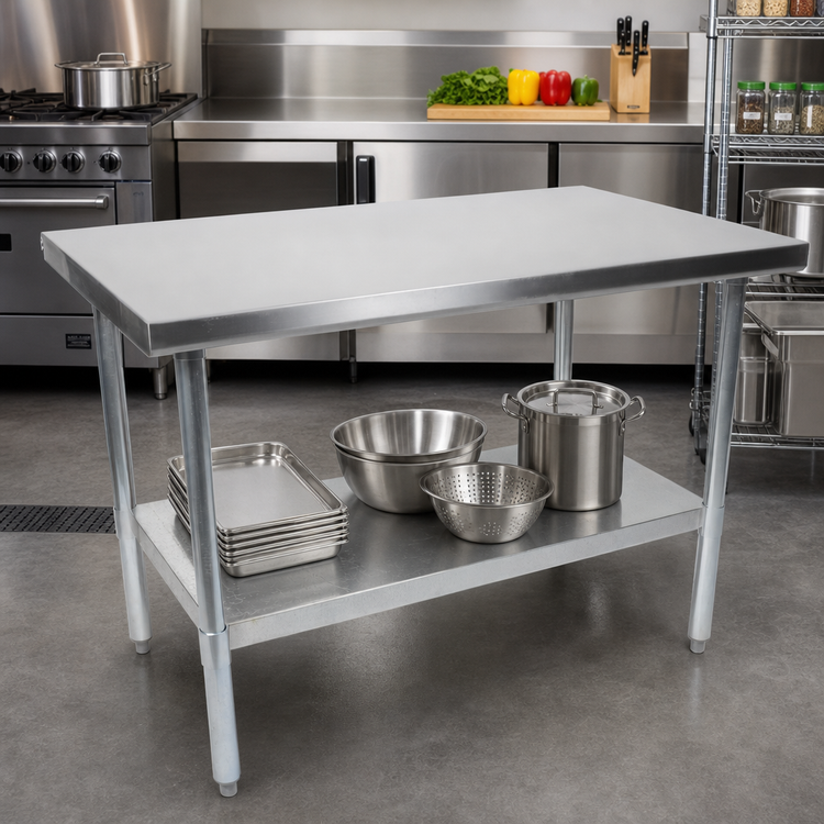 Product image #2 for Stallion Economy 72" x 24" Stainless Steel Work Table with Open Base and Adjustable Undershelf