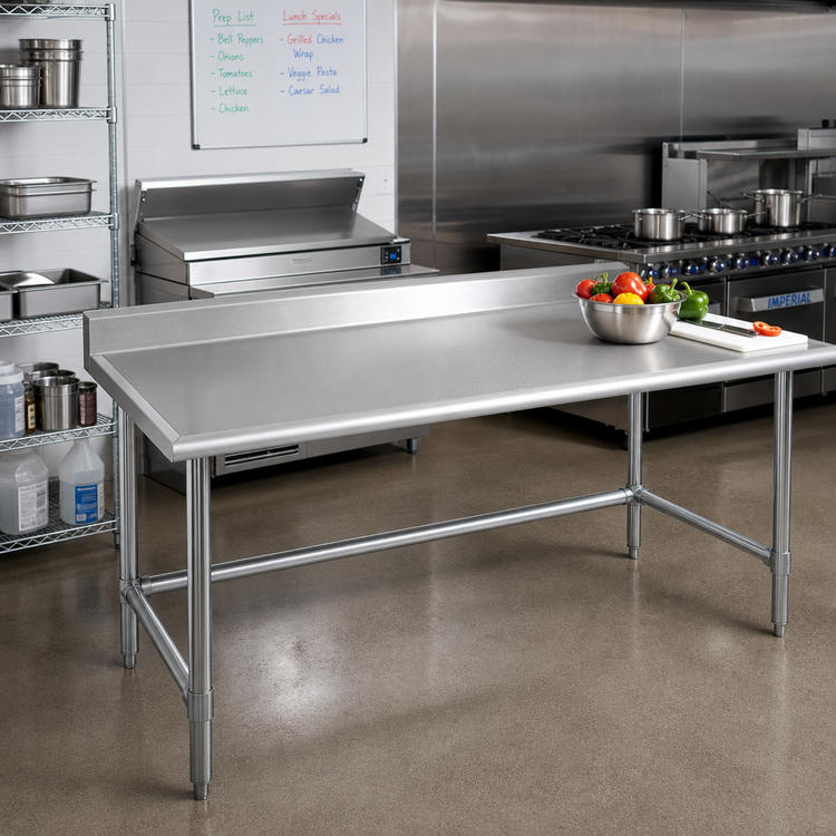 Product image #2 for Spec-Master Marine Series Stainless Steel Work Table, 72 x 36 Inches, 4-1/2-Inch Backsplash