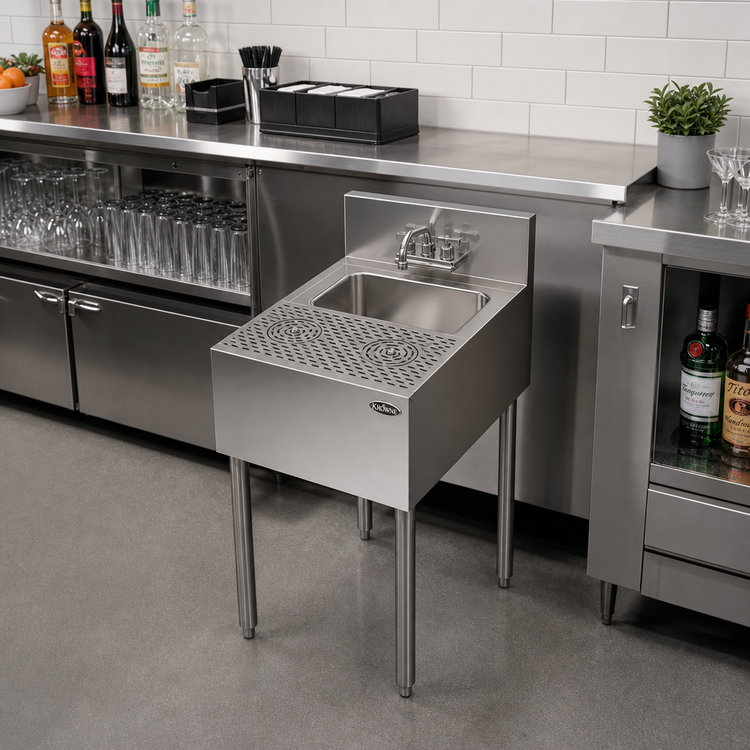 Product image #2 for Krowne Royal Series 18-Inch x 24-Inch Underbar Speed Station with Sink Bowl and Speed Rinser