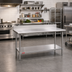 Thumbnail image #2 for Duke 48-Inch x 36-Inch 16 Gauge 400 Series Stainless Steel Work Table with 5-Inch Riser and Galvanized Undershelf