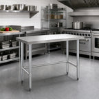 Thumbnail image #2 for Steel Works Stainless SWWTSOB-2448-318 Open Base 304 Stainless Steel Worktable, 48 x 24 x 34 Inches, 18-Gauge Flat Top
