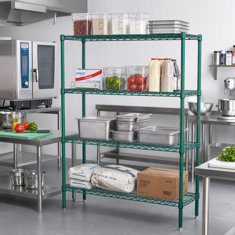 Product image #3 for Eagle Valu-Gard Green Epoxy Double-Mat 4-Tier Wire Shelving Starter Unit, 36 x 18 x 74 Inches